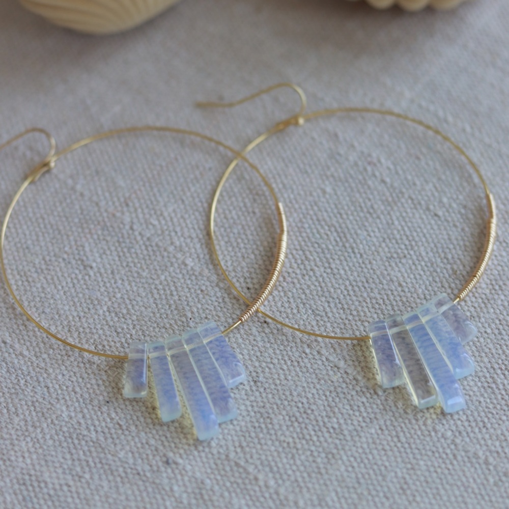 - MOONSTONE Hoops - Opal Jewelry
